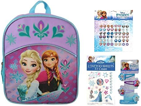Disney Frozen Backpack, Tattoo, Hair Clips, Earrings ~ Gift Set