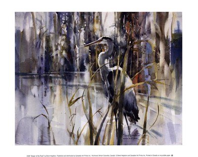 Keeper of the Pond MUSEUM WRAP CANVAS Print With Added Heavy BRUSHSTROKES Brent Heighton 12x10