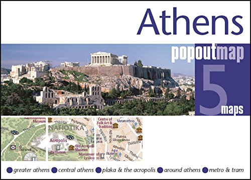 athens popout map pop up city street map of athens city center folded pocket size travel map with transit map