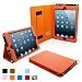 Snugg iPad Mini Leather Case Cover and Flip Stand with Elastic Hand Strap and Premium Nubuck Fibre Interior (Orange) – Automatically Wakes and Puts the iPad Mini to Sleep