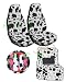 9 Piece Safari Animal Print Auto Interior Gift Set - 2 Cow Front Bucket Seat Covers, 1 Cow Steering Wheel Cover,2 Cow Shoulder Harness Pressure Relief Cover, 2 Cow Front Floor Mats, and 2 Rear Floor Mats
