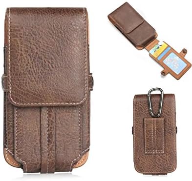 Samsung S6 Plus Belt Clip Case,Vertical Premium Leather Cellphone Holster Brown Carrying Case Pouch with Card Slots/Belt Loop/Magnetic Snap for iPhone 6 Plus LG G4/G3 Galaxy S7 Edge+Keychanin-5.5 inch