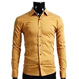Doublju Mens Casual Unicolor long Sleeve Dress Shirt (113D)