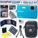 Olympus Stylus 550WP 10MP Waterproof Digital Camera (Blue) + 4GB Deluxe Accessory Kit