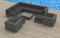 Big Sale Urban Furnishing - ARUBA 11pc Modern Outdoor Backyard Wicker Rattan Patio Furniture Sofa Sectional Couch Set - Charcoal