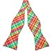 PenSee Mens Self Bow Tie Red & Green & Multi-color Plaids Woven Silk Bow Ties