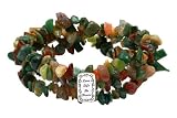 Sterling Silver Multi Row Green Aventurine Chip Stretch Bracelet