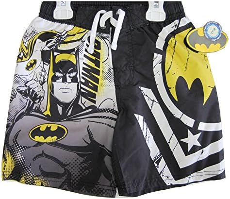 Batman Big Boys Black White Cartoon Character Print Swim Wear Shorts 12
