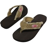 NHL Detroit Red Wings Unisex Frayed Flip Flops - Khaki (Small)