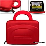 Sony DVP-FX730 7-Inch Portable DVD Player Kroo 11273 Cube Case (RED) + Includes a Determination Hand Strap