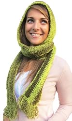 Handmade Ultra Soft Acrylic Hat and Scarf Together - Vintage Green Charm (100% Crocheted By Hand)