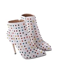 Shoes: WeiYin Womens Pointy Studded Stiletto Shoes Ankle High Booties White US 7.5