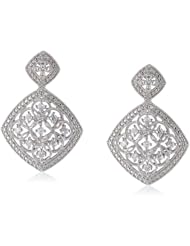 Sterling Silver Created White Sapphire and Diamond Earrings (.03 Cttw, G-H Color, I2-I3 Clarity)