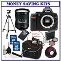 Nikon D5000 12.3 MP DX Digital SLR w/ Nikon 18-200mm f/3.5-5.6 G ED-IF AF-S VR DX Lens + Spare Nikon Lithium-Ion Battery + Two (2) 16GB + Digital SLR Gadget Bag + .48x Wide Angle Panoramic HD Series Fisheye w/ Macro+ 3PC Filter Kit + Accessories Kit