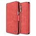 Galaxy S7 Case, Belk Hi-Vol Detachable (Red) Leather Magnetic Sport Wallet Flip Case Folio Stand Case Zipper Coin Purse Card Slot Pocket Wallet Pouch for Samsung Galaxy S7
