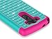LG G3 Case, RANZ® Hot Pink/Teal Spot Diamond Studded Bling Crystal Rhinestone Dual Layer Hybrid Cover Silicone Rubber Skin Hard Case For LG G3