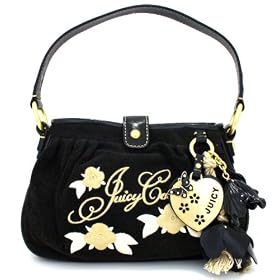 Juicy Couture Small Black Beatrice Terry Hobo Bag