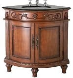 Belle Foret BF80039R Single Basin Bathroom Corner Vanity, Dark Oak