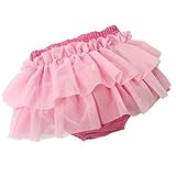 やわらかチュールスカート ブルマ スカート Wフリル ホットピンク地 (ベビーピンクチュール)
