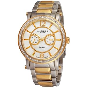 Akribos XXIV AKR465YG Ultimate Gold-Tone Stainless Steel Swiss Time Diamond Men's Watch