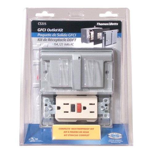 thomas & betts cs315 red dot single gang gfci outlet kit, silver