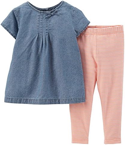 Carter's Baby Girls' 2 Piece Striped Jegging Set (Baby) - Denim - 24 Months