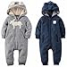 Carter's Baby Boys 1 Pc Hooded Fleece Romper Jumpsuit, 2 Pack