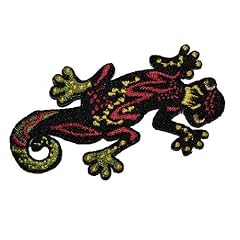 Eidechse 7,1 cm * 3,9 cm B�GELBILD AUFN�HER APPLIKATION PATCH Echse Tier Kriechtier Zauneidechse Reptilien schwarz rot gelb