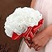 OurWarm® Red Crystal Roses Pearl Bridal Bridesmaid Wedding Bouquet Artificial Silk Flowers with 1pcs Glue Stick