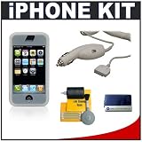 CTA Skin Case (White) + CTA Car Charger + Accessory Kit for Apple iPhone