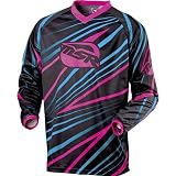 MSR Racing Starlet Womens MotoX/Off-Road/Dirt Bike Motorcycle Jersey w/ Free B&F Heart Sticker Bundle - Pink/Cyan / Small