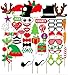 YGDZ Photo Booth Props DIY Kit for Photobooth Dress-up Accessories & Party Favors, Costumes with Mustache on a stick, Hats, Glasses, Mouth, Bowler, Bowties,68PC,Christmas Draft