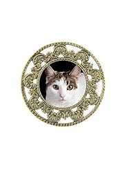 Calico Kitty Brass Filigree Pin Gold Plated