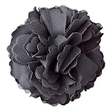 Black Fabric Rosette Brooch/Hair Clip with Pin and Clip Backing - Approx. 5 x 4