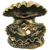 Bronzed Finish Mermaid Baby In Clam Shell Statue