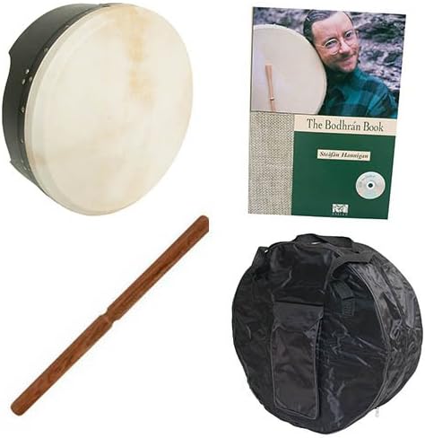 Roosebeck Tunable Ply Bodhrán T-Bar 16-by-6-Inch - Black Deluxe Package w/Gig Bag, Tipper &amp; Bodhran Instruction Book &amp; CD