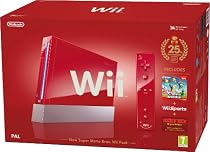Nintendo Wii Console (Red) with Wii Sports plus New Super Mario Bros and Motion Plus Controller (Wii)