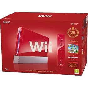 Nintendo Wii Console (Red) with Wii Sports plus New Super Mario Bros and Motion Plus Controller (Wii)