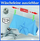 WENKO Wäscheleine ausziehbar bis 2,5 m – Edelstahl rostfrei