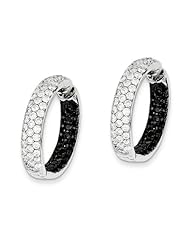 6.1 Carat 14K White Gold Black & White Diamond In-Out Hoop Earrings