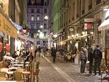 Restaurants on Rue Des Marronniers, Lyon, Rhone, France Art Photographic Poster Print by Charles Bowman, 12x9