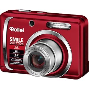 Rollei Compactline 90 Digitalkamera (9 Megapixel, 3-fach opt. Zoom, 6,4 cm (2,5 Zoll) Display) rot inkl. Tasche