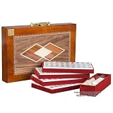 Gold & White Tile Chinese Mahjong Mah-jong Mahjongg Set