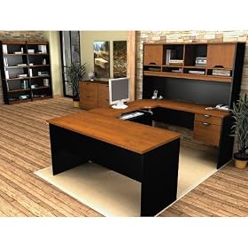 Tuscany Brown Executive Office Suite Tuscany Brown Black by Bestar Office Furniture