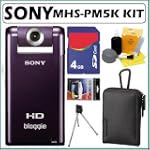 Sony MHS-PM5/V bloggie Mobile 5MP HD Snap Video Camera (Violet) with 4x Digital Zoom + 4GB Accessory Kit $189.95