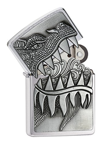 Zippo fire breathing dragon emblem pocket lighter, brus…