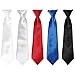 Bundle Monster 5pc Solid Color Boys Formal Wear Pre-Tied Polyester Necktie Set