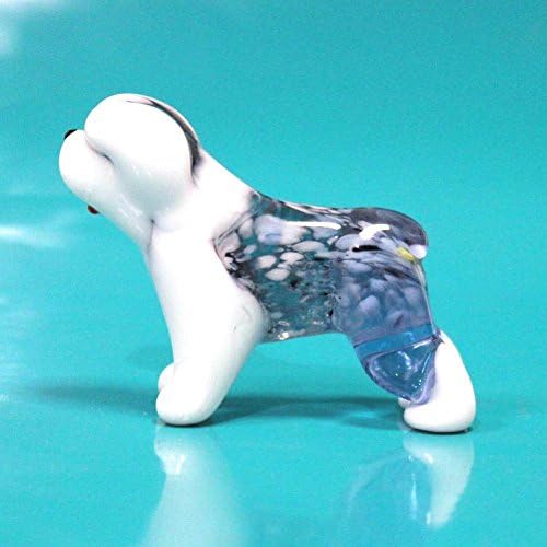 Middle Glass Figurine Dog - Old English Sheepdog Russian Handmade