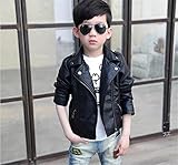 フェイクレザー ジャケット アウター 子供用 PU コート 上着 子供服 ライダース 男の子 男児 子ども キッズ ジュニア ダンス発表会 ブラック 130