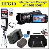 Canon VIXIA HFG10 Full HD Camcorder with HD CMOS Pro and 32GB Internal Flash Memory Intermediate Package W/ 32GB SD Memory + Video Light + Battery + Battery Charger + Case + Triipod & Much More!!!